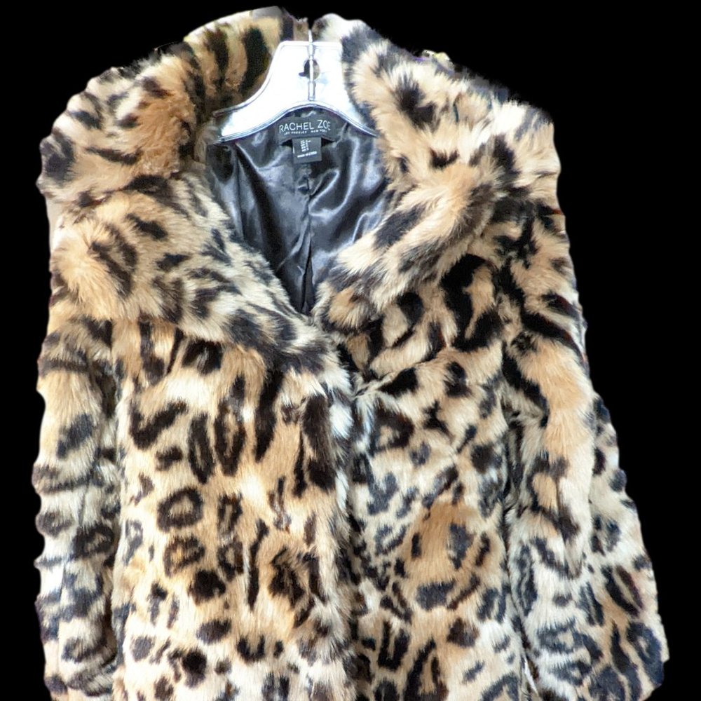 Rachel Zoe Faux Fur Leopard Print Women's Jacket - Size S